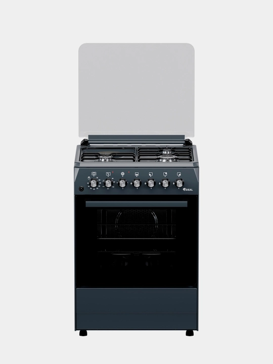Gaz plita Ideal L350 3+1, 65 L pech, 60 × 60 cm — 4 konforka, ko'mirrang