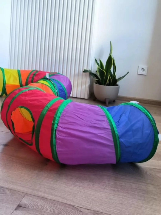 Тоннель шуршащий для кошек, складной лабиринт, игровой комплекс с подвесной игрушкой