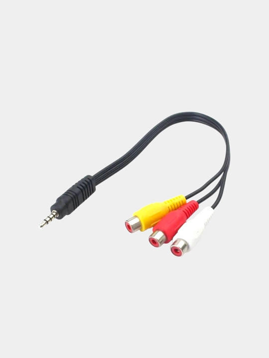 Аудио видео кабель, переходник с разъемом mini-jack 3,5 мм, на три разъема RCA, тюльпан - 