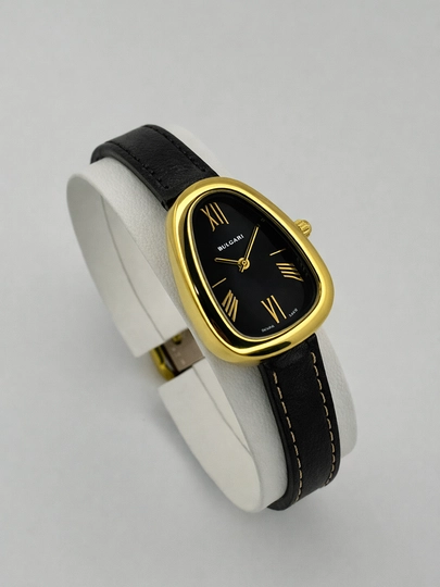 Женские наручные часы BVLGARI, с кожаным ремешком, в коробке — LWATCHS-0000010-ТЕМНСЕР