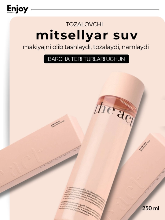 Miselyar suvi The Act, makiyajni olib tashlash uchun, bazaviy va muammoli teri uchun