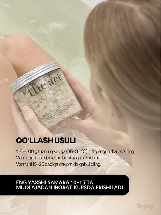 Magniyli vanna tuzi The Act, bo‘shashtiradi, tozalaydi, toksinlarni chiqaradi, 400 g