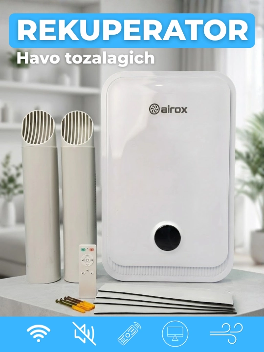 Airox рекуператор (очиститель воздуха), бесшумная вентиляция, управление через Wi-Fi  - 