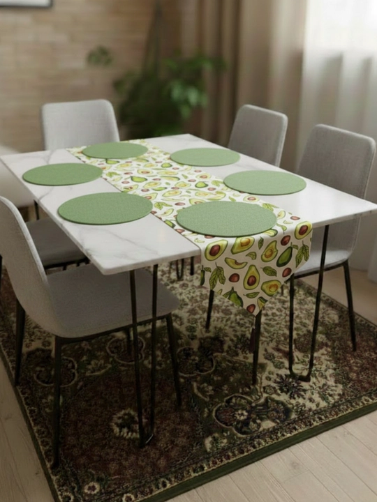 Turkiya Duck matodan Ranner 177x40 sm va tarelka uchun 31 smli bezakli va raner, dasturxon - 