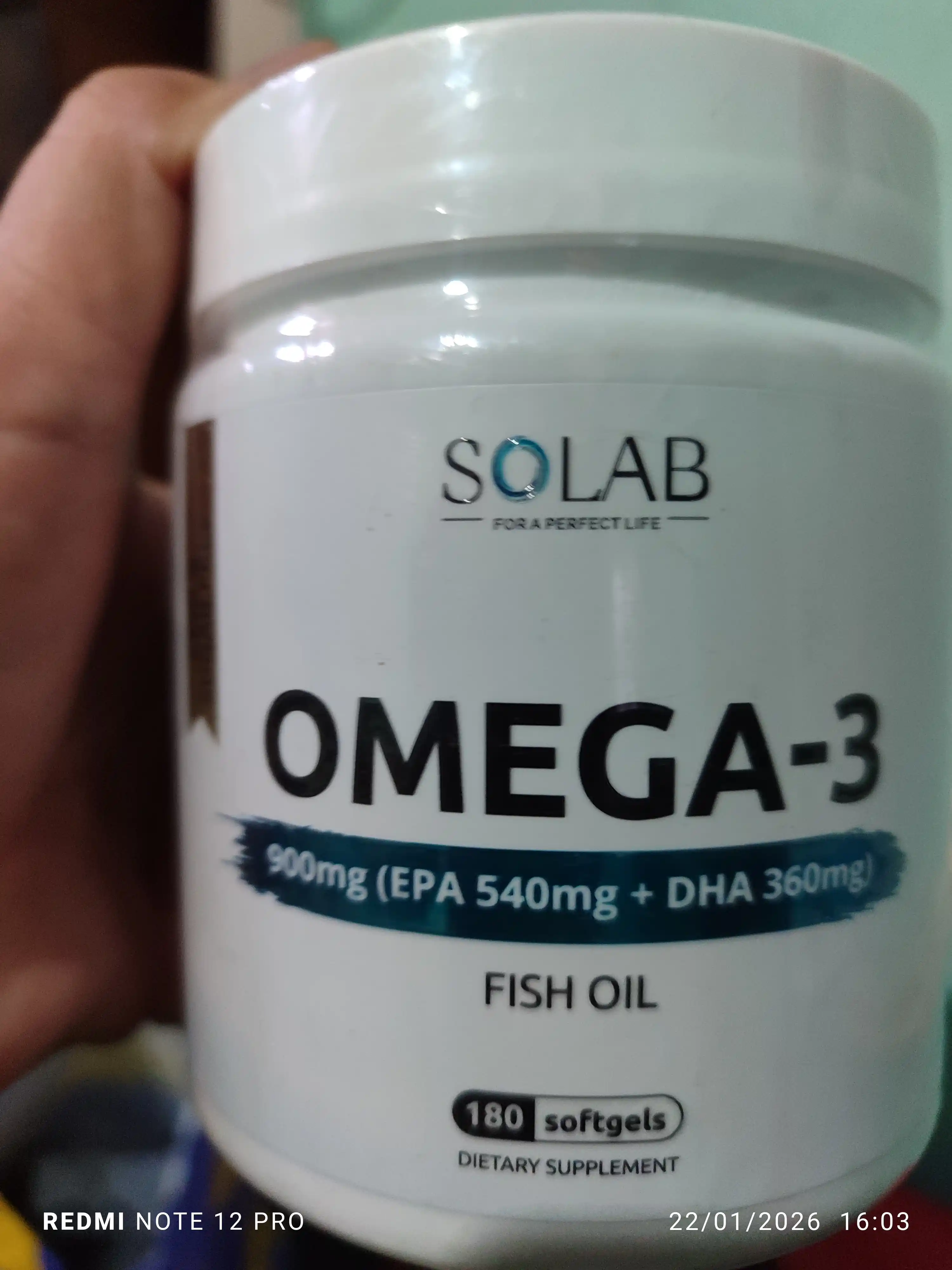 Omega-3, SOLAB, 900 mg, 180 kapsula