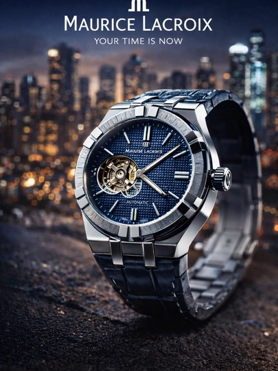 Мужские наручные часы Maurice Lacroix Automatic — IWATCHE-260W388-СИНИЙ