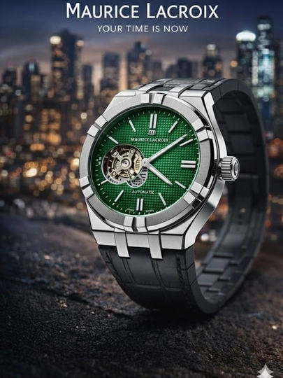 Мужские наручные часы Maurice Lacroix Automatic — IWATCHE-260W388-ЗЕЛЕН