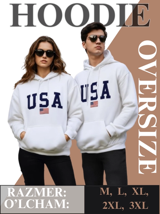 Xudi USA oversize uniseks, qalin mato, kapyushonli, qish–bahor uchun