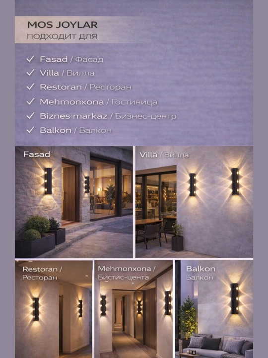 LED, devor, chiroq, dekor,, Milan 055, 3000K, IP65, Ichki va tashqi devor uchun