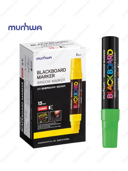 Bo'r markeri MunHwa "Black Board Jumbo" yashil, 15mm, suv asosida, JBM15-04