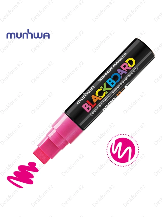 MunHwa "Black Board Jumbo" bo‘r markeri pushti, 15 mm, suvli asos, JBM15-10