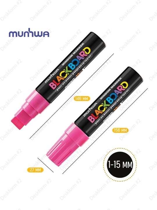 MunHwa "Black Board Jumbo" bo‘r markeri pushti, 15 mm, suvli asos, JBM15-10