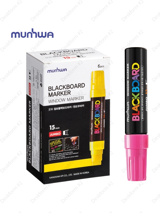 MunHwa "Black Board Jumbo" bo‘r markeri pushti, 15 mm, suvli asos, JBM15-10