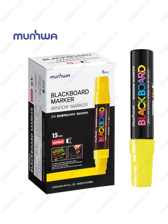 Bo'r markeri MunHwa "Black Board Jumbo" sariq, 15 mm, suv asosida, JBM15-08