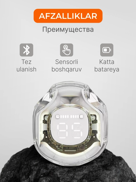 Ikkinchi avlod Bluetooth quloqliklar, shaffof dizayn