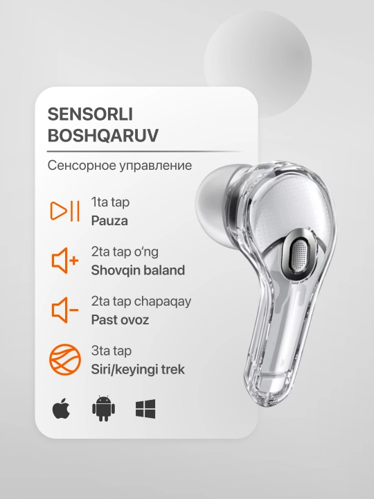Ikkinchi avlod Bluetooth quloqliklar, shaffof dizayn