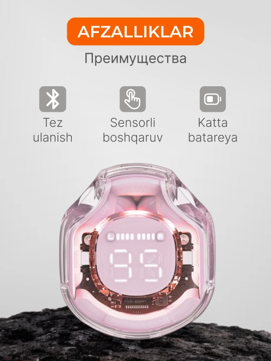 Ikkinchi avlod Bluetooth quloqliklar, shaffof dizayn