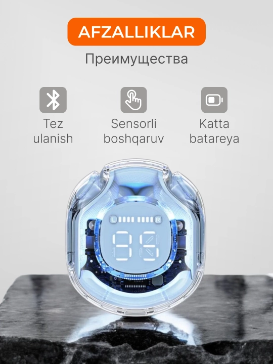 Ikkinchi avlod Bluetooth quloqliklar, shaffof dizayn