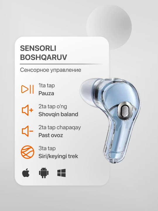 Ikkinchi avlod Bluetooth quloqliklar, shaffof dizayn