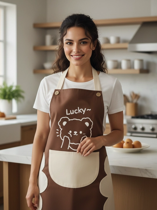 Фартук кухонный водонепроницаемый "Lucky Bear", с карманом и полотенцем для рук - 