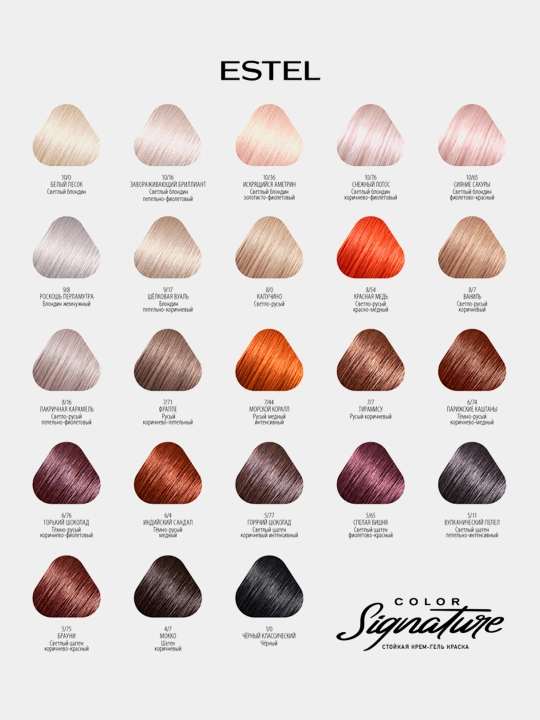 Краска крем-гель для волос estel color signature стойкая тон 7/71 фраппе