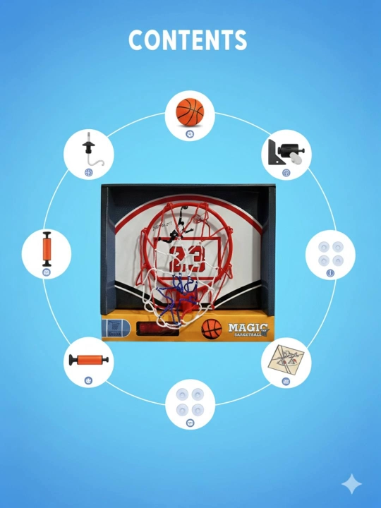 Bolalar uchun mini basketbol to'plami, koptok va nasos bilan - 