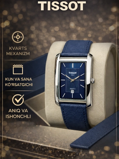 Мужские наручные часы Tissot — кварцевый механизм, дата, современный дизайн — DUCHE-TISSOT4BURCHAK-СИНИЙ