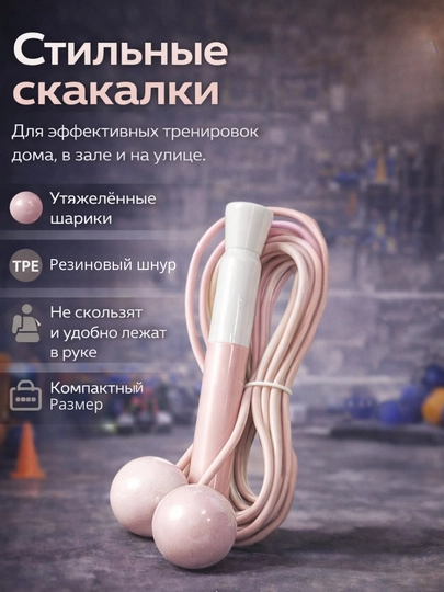 Скакалка для спорта, фитнеса и кардио с утяжелителями