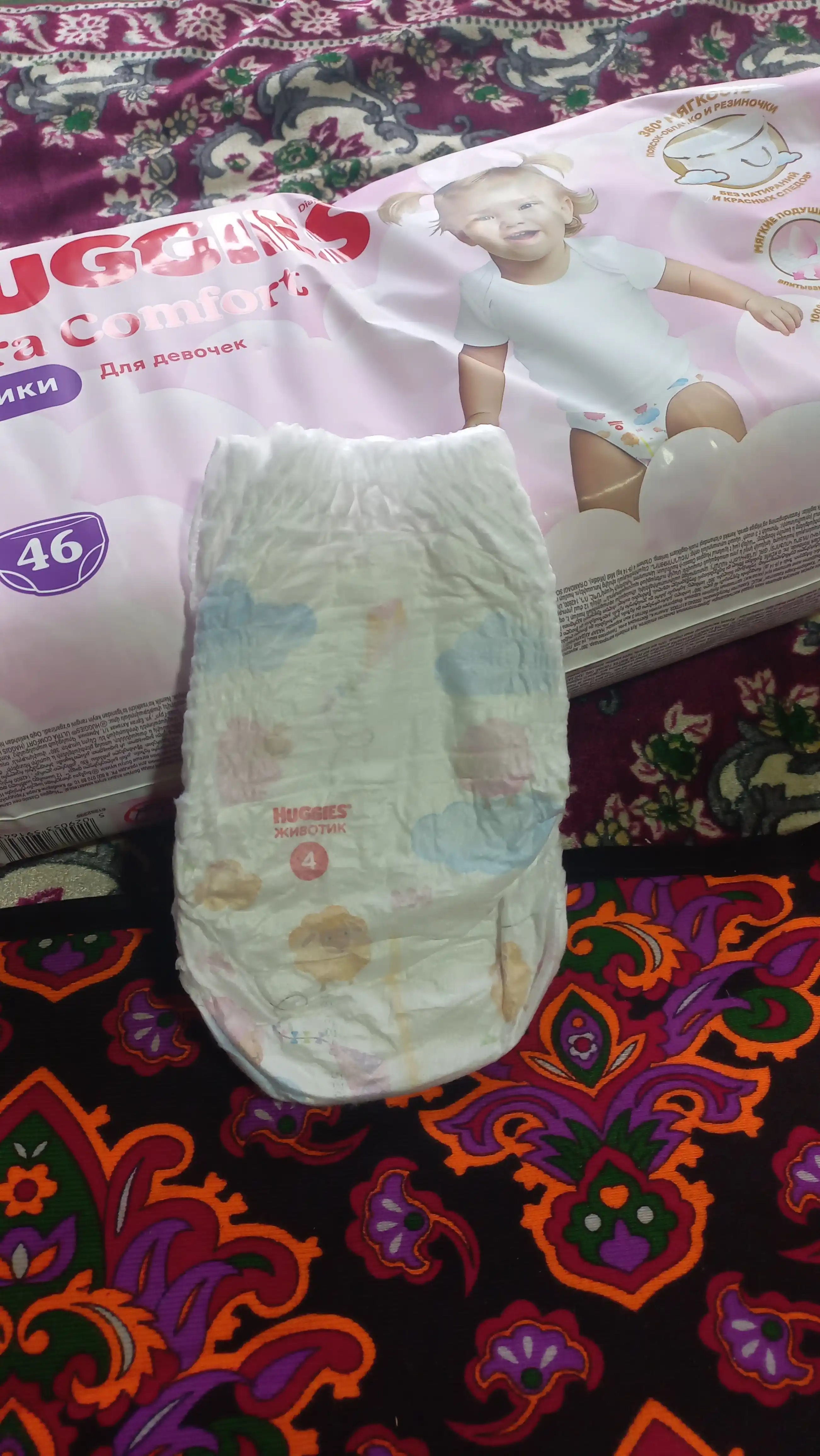 Подгузники трусики Huggies Ultra Comfort для девочек размер 4 (9-14 кг) 46 шт