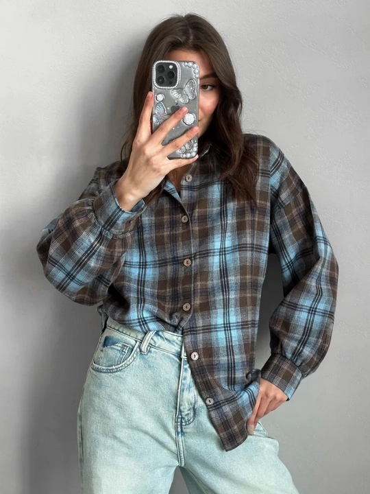 Rubashka oversize, Katakli ayollar ko‘ylagi - EllyFashion