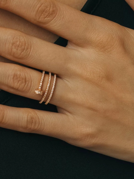 Кольцо женское гвоздь, в стиле картье, колечко гвоздик cartier