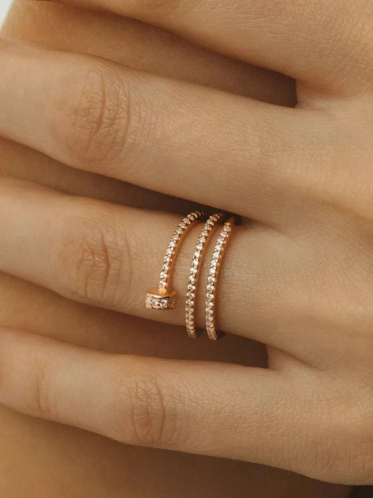 Кольцо женское гвоздь, в стиле картье, колечко гвоздик cartier