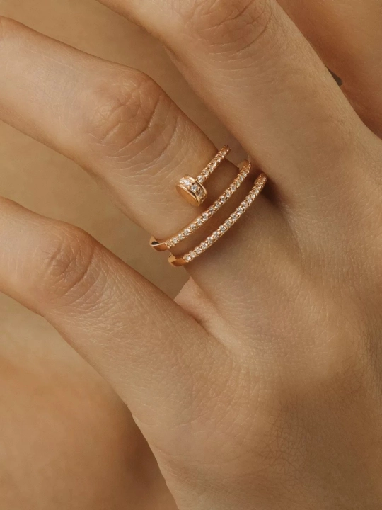 Кольцо женское гвоздь, в стиле картье, колечко гвоздик cartier