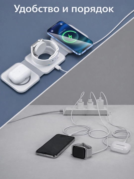 IPhone, Apple Watch va AirPods uchun 3-in-1 yoki bitta simsiz zaryadlash