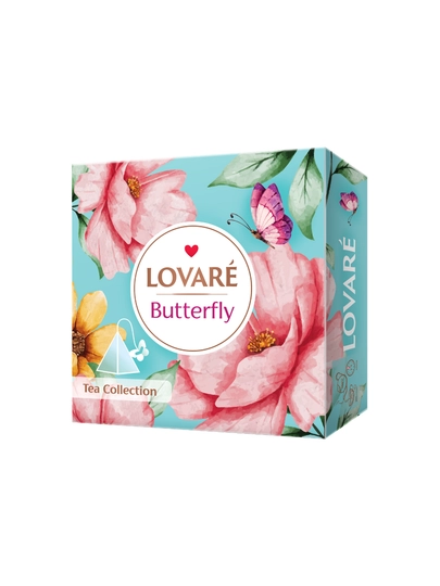 Подарочный набор чая "Butterfly" от Lovare, 45 пирамидок, 9 вкусов — LOVAREU-BUTTERFLY