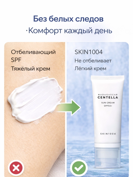 SKIN1004 Centella солнцезащитный крем SPF50+ PA++++ увлажняющий для лица
