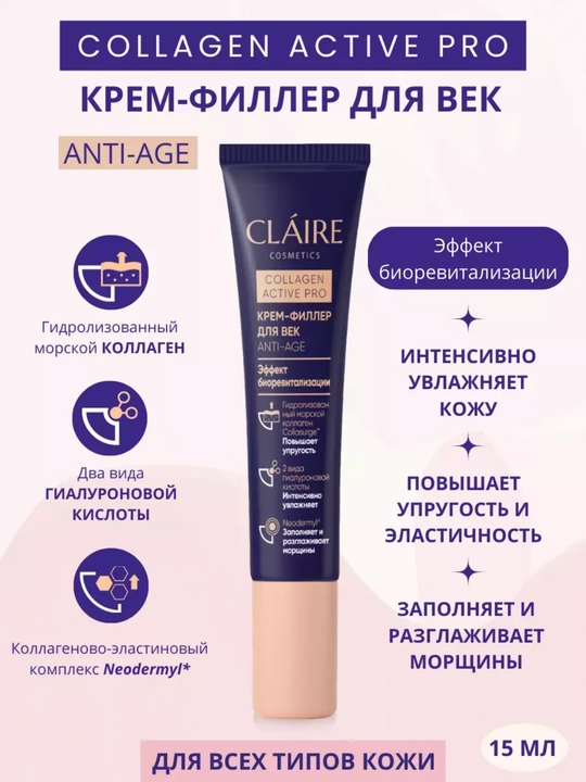 Крем-филлер для век Claire Collagen Active Pro, 15 мл