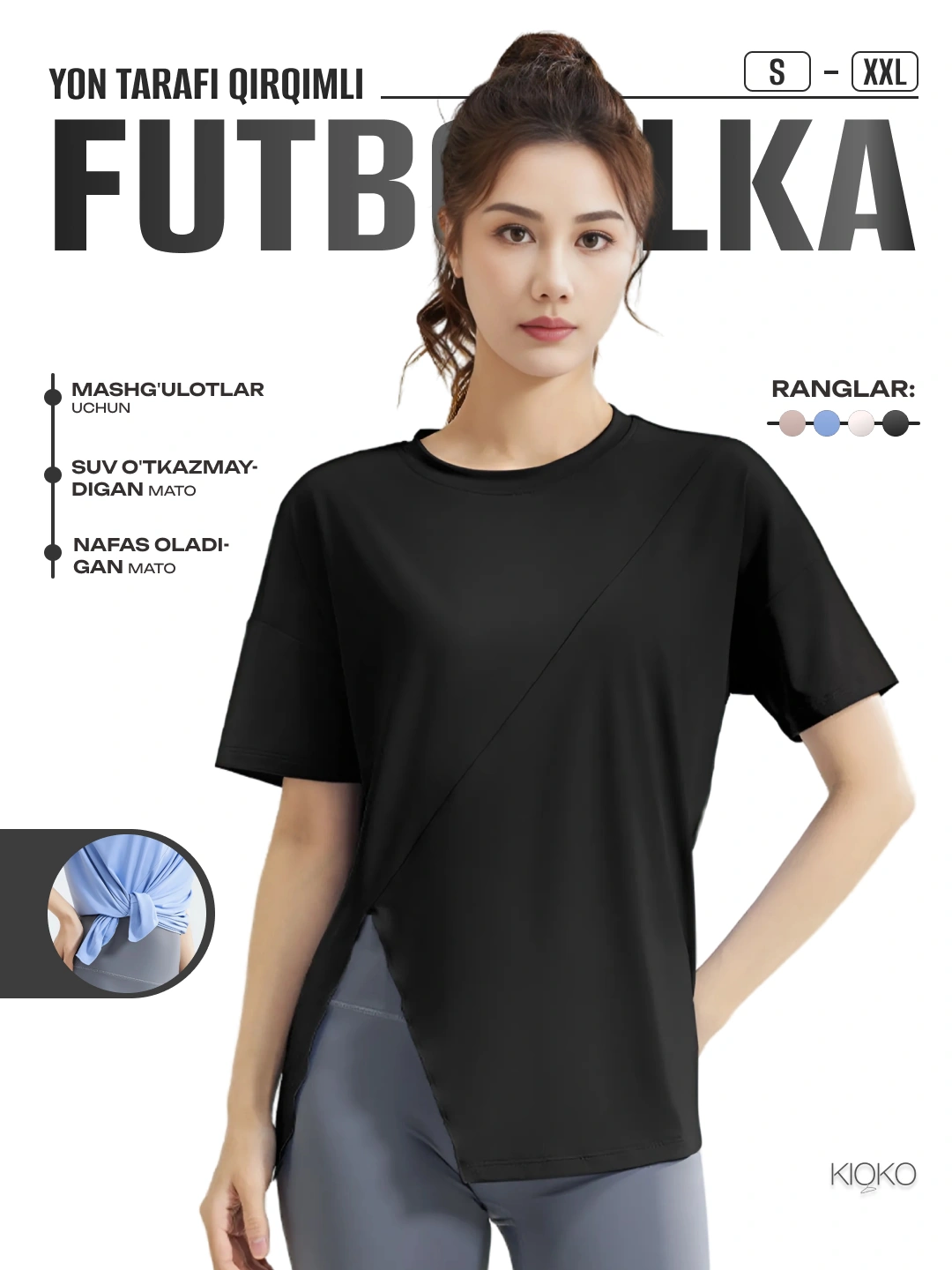 Ayollar sport futbolkasi Kioko, fitnes erkin ayollar futbolkasi, ayollar sport kiyimi