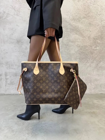 Женская сумка в стиле Louis Vuitton Neverfull — BAGAZIZ-LOUVITON7X-ХАКИ