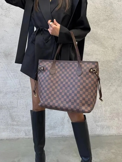 Женская сумка в стиле Louis Vuitton Neverfull — BAGAZIZ-LOUVITON7X-ТЕМНКОР
