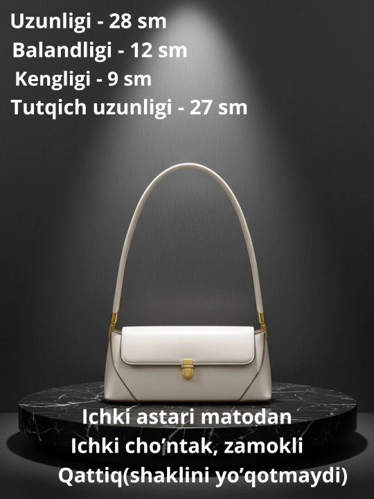 Ayollar sumkasi, yelkama sumka, ixcham, sig'imli, kundalik, ish va o'qish uchun, ekocharm