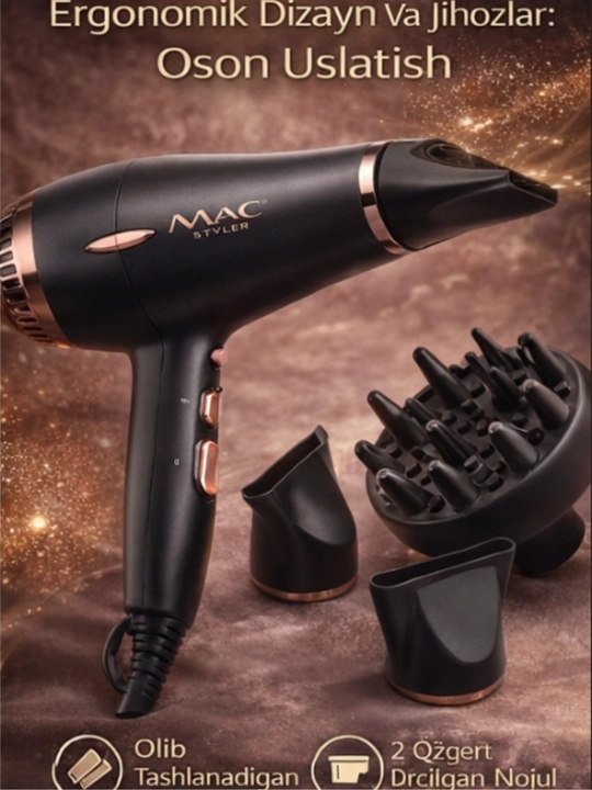 Mac Styler MC-6679 professional fen, 2400 Vt, bir nechta rejim, sovuq havo