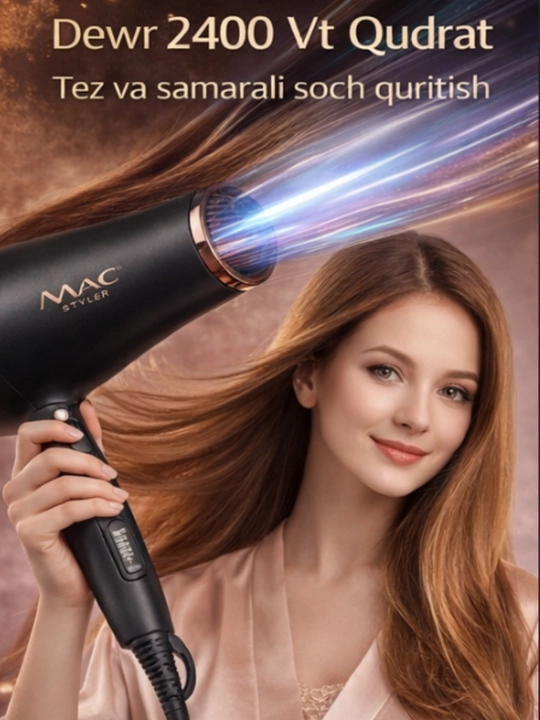 Mac Styler MC-6679 professional fen, 2400 Vt, bir nechta rejim, sovuq havo