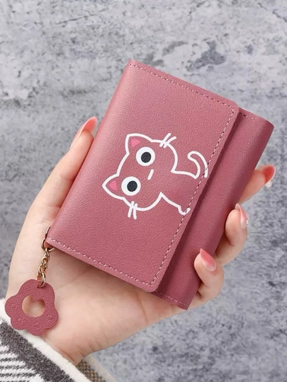 Кошелек женский, с замком на кнопке, размер 9*11 см — ASIAN18-KASHKOT-КОРАЛЛ