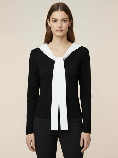 Ayollar uchun Sailor Style V-yengli bluzka, Pekin fabrikasidan, yuqori sifatl! - 