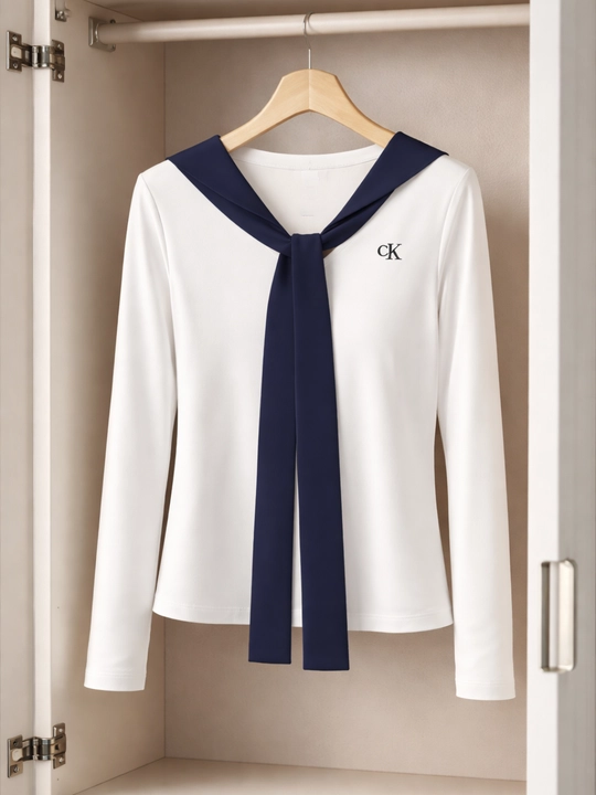Ayollar uchun Sailor Style V-yengli bluzka, Pekin fabrikasidan, yuqori sifatl!