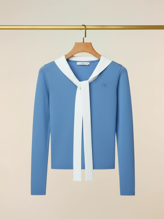 Ayollar uchun Sailor Style V-yengli bluzka, Pekin fabrikasidan, yuqori sifatl!