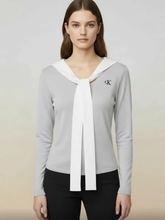 Ayollar uchun Sailor Style V-yengli bluzka, Pekin fabrikasidan, yuqori sifatl! - 