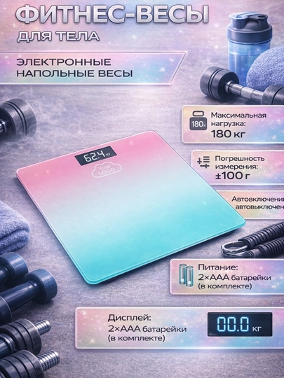 Напольные, электронные фитнес весы, для тела, для дома, 180 кг — CASETEX-2017B-ГОЛУБ