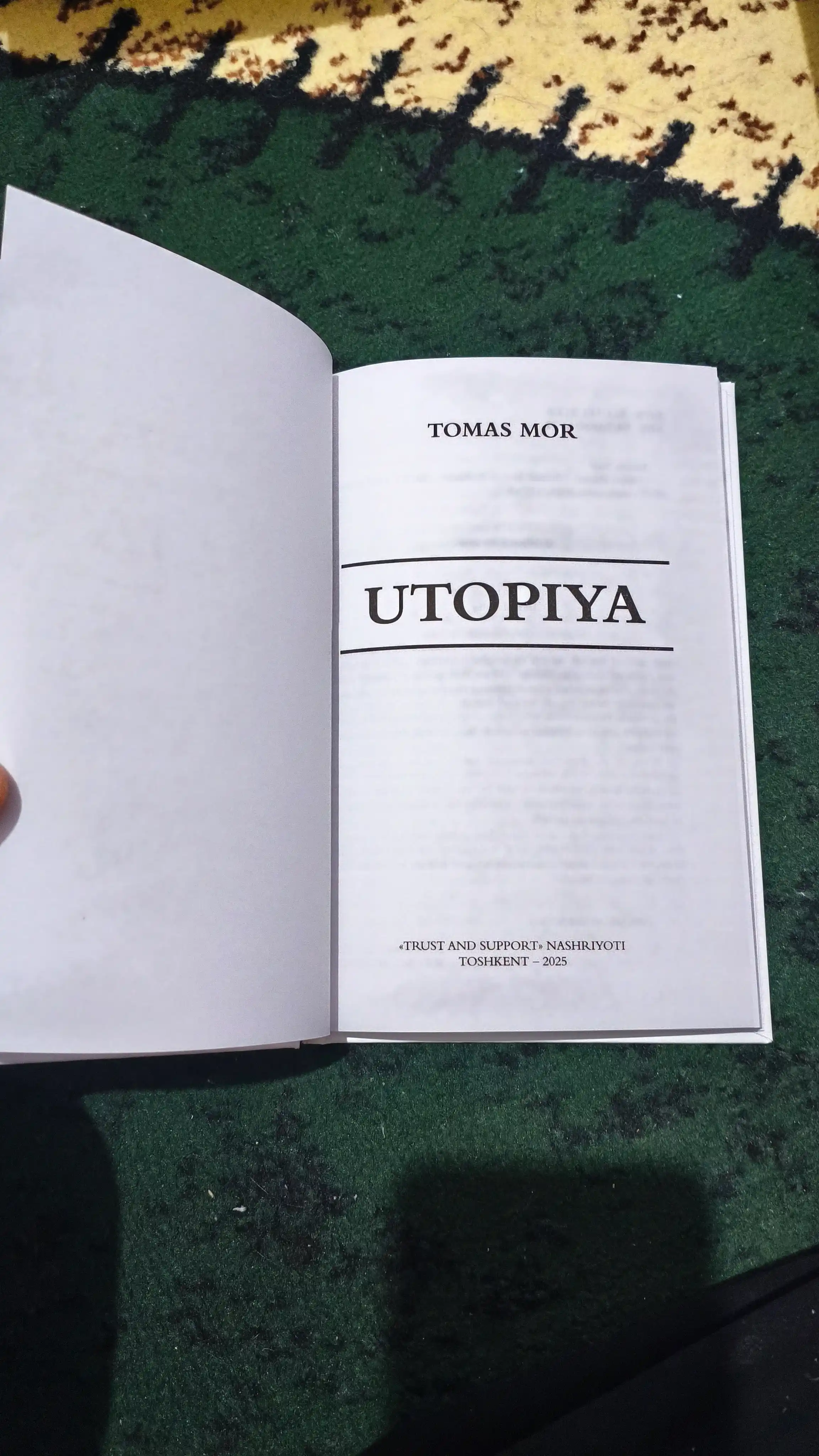 “Utopiya” — adolat, tenglik va ozodlikka intilgan jamiyat haqida asar